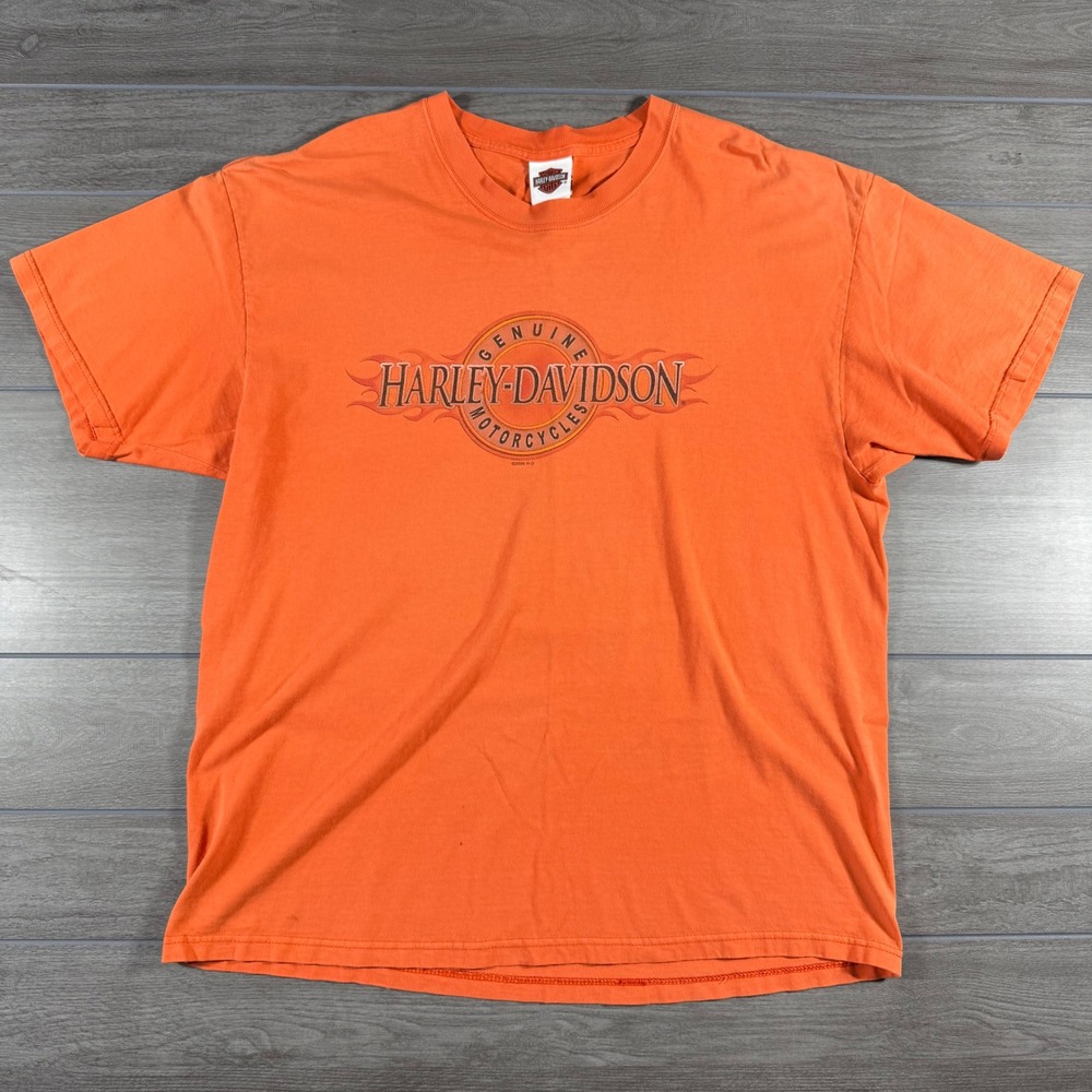 Harley-Davidson T-Shirt XL Orange Vintage 2006 Lake Tahoe Graphic Tee